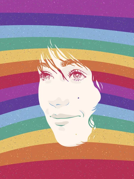 Retrato Mujer Cara Chica Orgullo Gay Concepto Lgbt Fondo Arco — Vector de stock