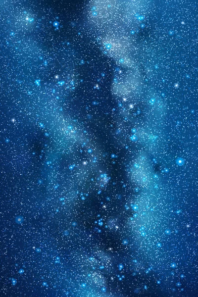 Gece yıldızlı gökyüzü. Samanyolu, yıldızlar ve nebula. Boşluk mavi arkaplan