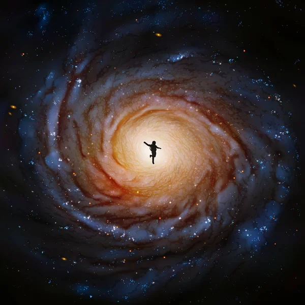 Astronaute Dans Espace Silhouette Cosmonaute Galaxie Spirale Éléments Cette Image — Image vectorielle