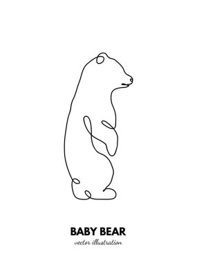 Yavru ayı ana hatları. Sürekli tek sıra halinde. Hayvan hatları. Doğrusal logo