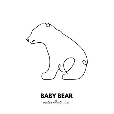 Yavru ayı ana hatları. Sürekli tek sıra halinde. Hayvan hatları. Doğrusal logo