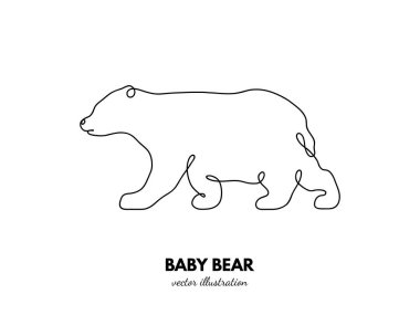 Yavru ayı ana hatları. Sürekli tek sıra halinde. Hayvan hatları. Doğrusal logo