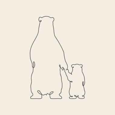 Ayılar el ele tutuşuyor. Sürekli tek sıra halinde. Doğrusal hayvan çevresi