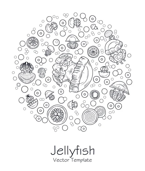 Imagen abstracta con medusas de dibujos animados — Vector de stock