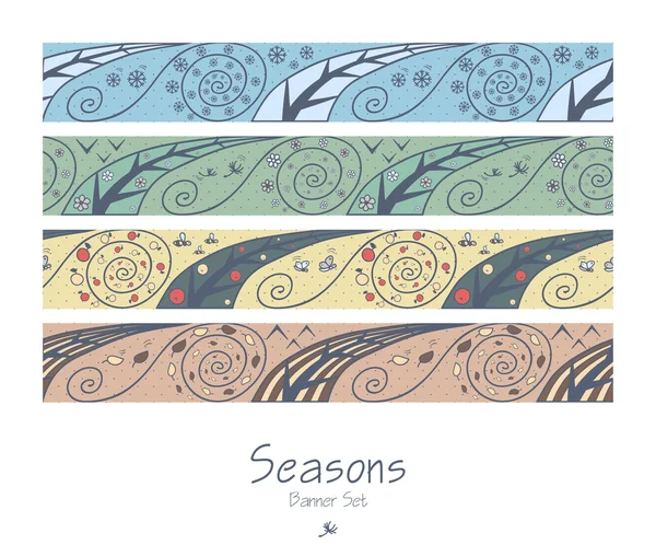 Bannières avec quatre saisons — Image vectorielle