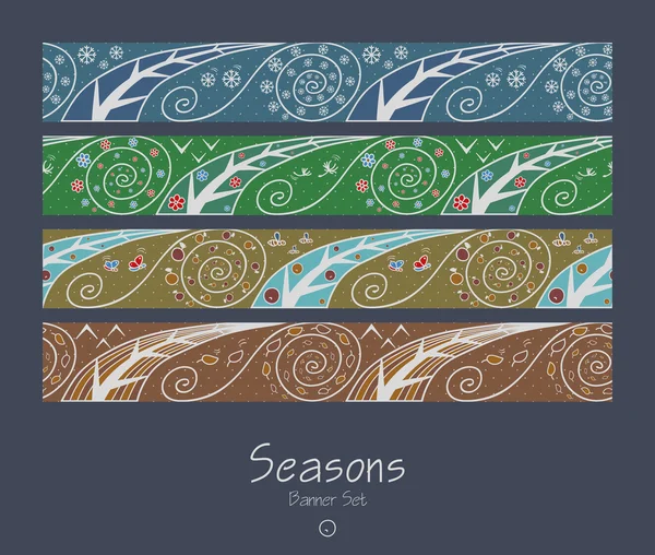 Banners with four seasons — Stock Vector