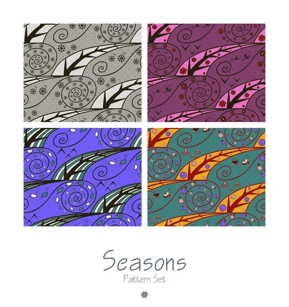 组无缝模式与四个季节 — 图库矢量图片
