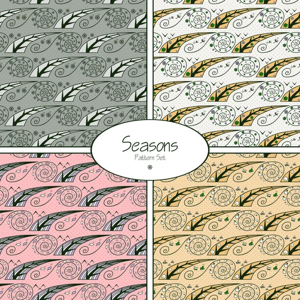 组无缝模式与四个季节 — 图库矢量图片