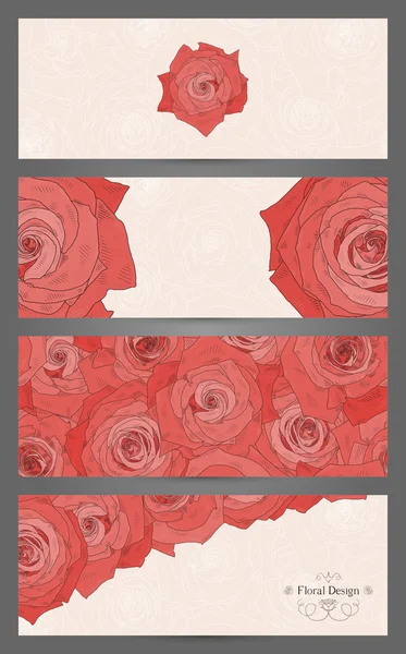 Banners with beautiful roses — Stock Vector
