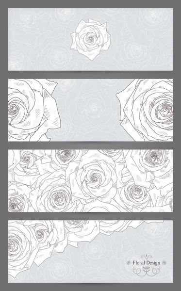 Banners with beautiful roses — Stock Vector