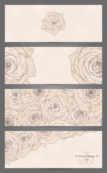 Banners con hermosas rosas — Archivo Imágenes Vectoriales