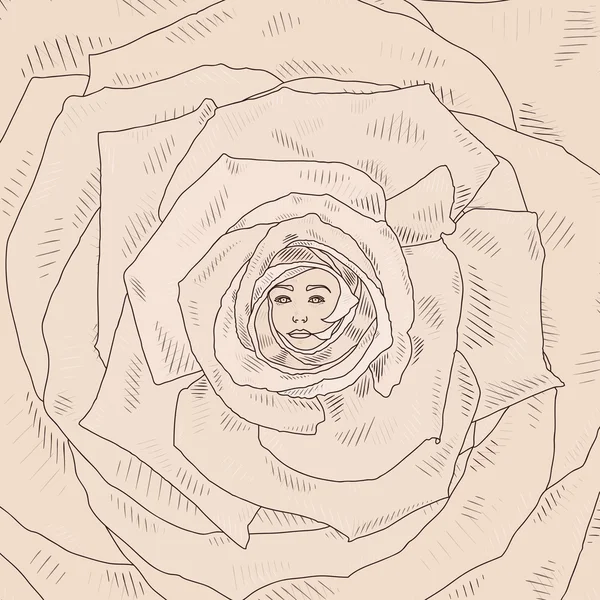 Illustration vectorielle avec rose dessin animé abstraite — Image vectorielle