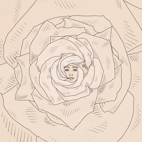 Vektorillustration mit abstrakter Cartoon-Rose — Stockvektor