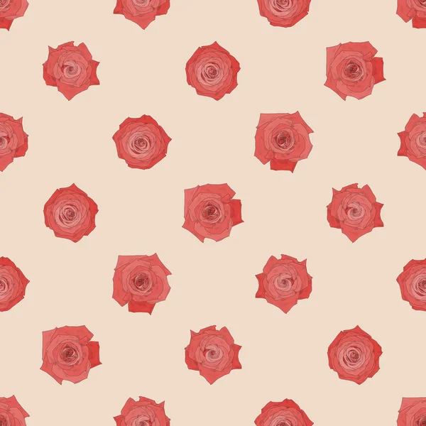 美しいバラの花とシームレスなベクトル パターン — ストックベクタ