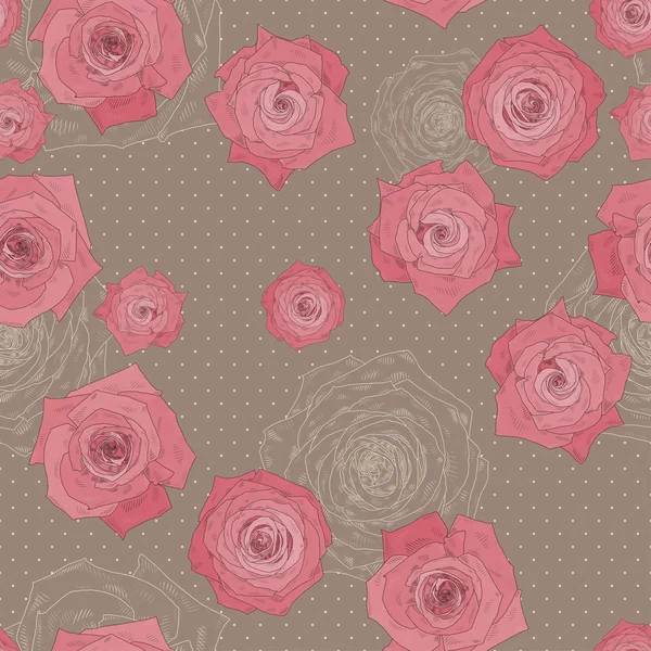 Seamless vector pattern with beautiful roses — Stock Vector