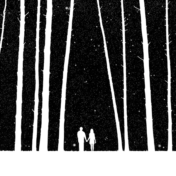 Lovers in forest Royalty Free Stock Vectors