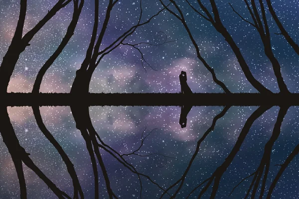 Lovers among trees Royalty Free Stock Vectors