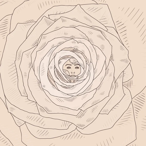 Illustration vectorielle avec rose dessin animé abstraite — Image vectorielle