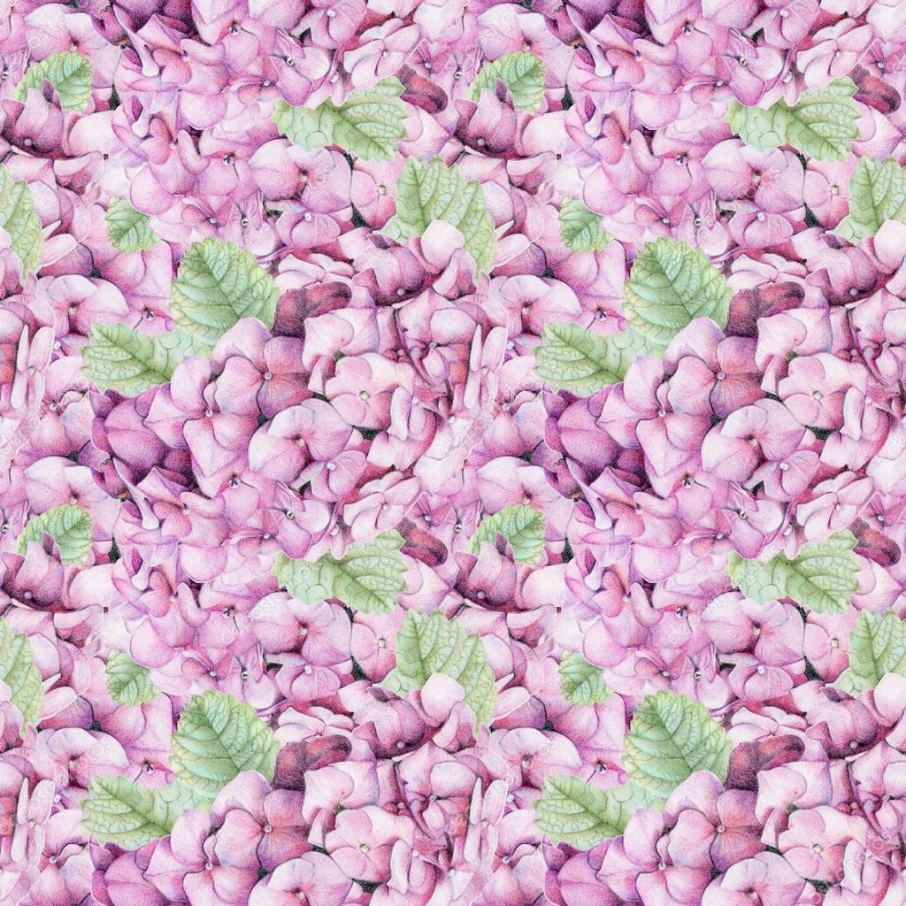 Modello senza cuciture con bella primavera fiori e piante disegnati a mano con le matite colorate Disegno a matita Pu² essere utilizzato per riempimenti a