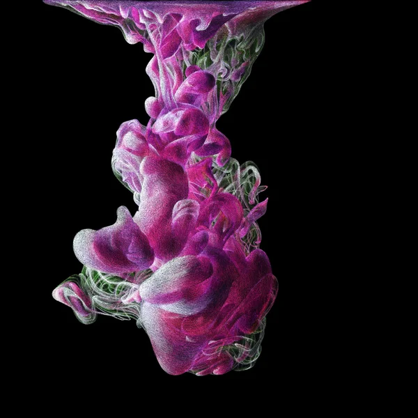 Illustration mit abstrakter Tuschewolke, von Hand mit Farbe gezeichnet — Stockfoto