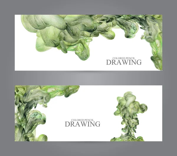 Banners with abstract cloud of ink drawn by hand with colored pe — Stock Photo, Image