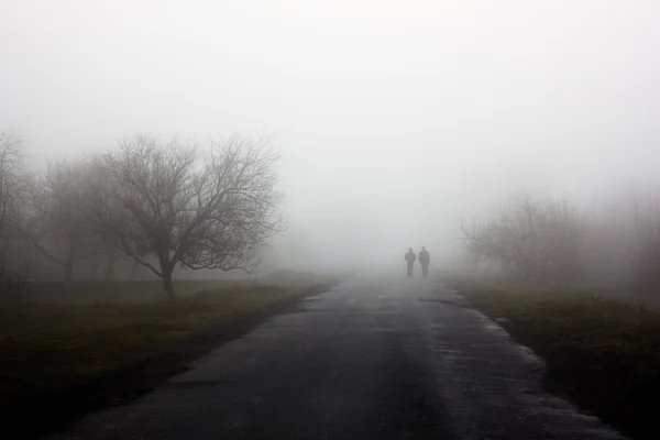 Οδοιπόροι στην ομίχλη — Φωτογραφία Αρχείου