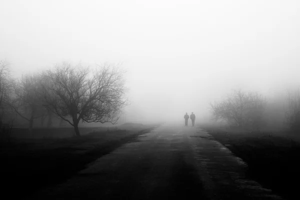 Reizigers in de mist — Stockfoto