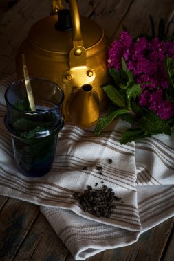 Bardak çay Vintage su ısıtıcısı