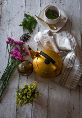 Bardak çay Vintage su ısıtıcısı