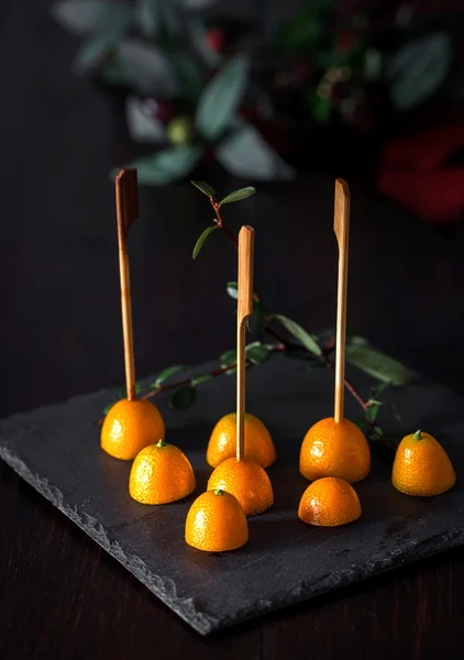 Sopa ile çeşitli kesim mandalina Close-Up — Stok fotoğraf