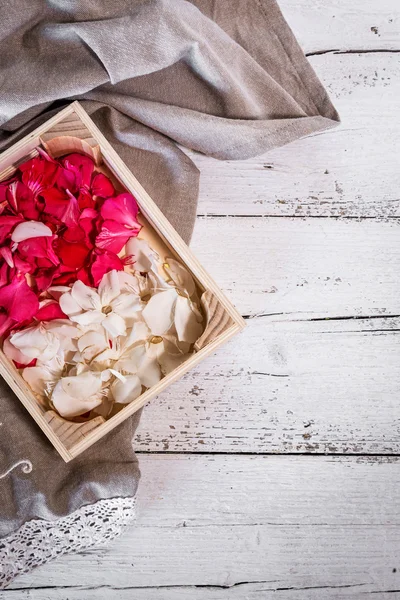 Maravilloso aroma de pétalos de flor roja y blanco —  Fotos de Stock