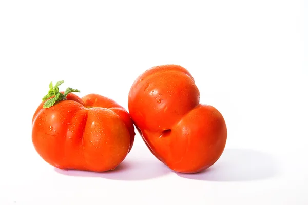 Червоний помідор ізольований на білому тлі . — стокове фото