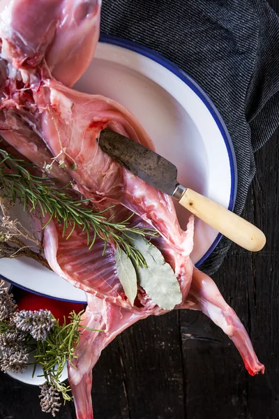 Coniglio crudo con verdure — Foto Stock