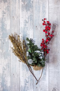 Noel süsler kompozisyon yukarıdan