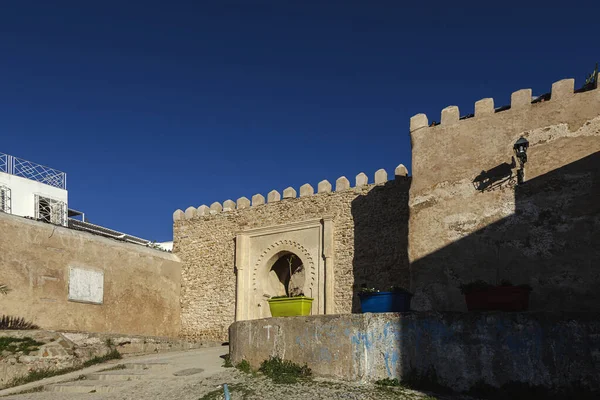 Detalhes Arquitetura Árabe Antiga Medina Tânger Marroco Janelas Portas Casas — Fotografia de Stock