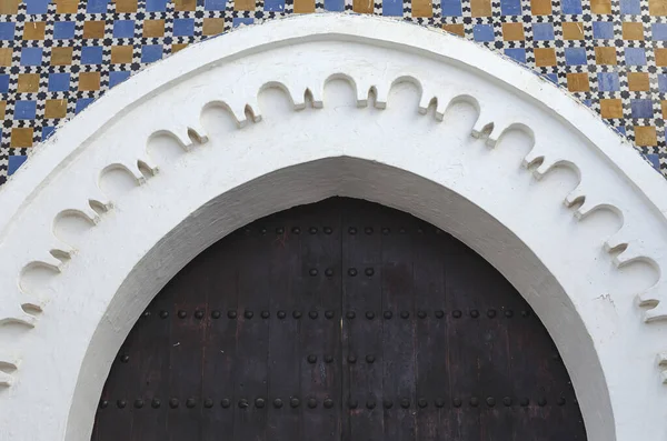 Dettagli Architettura Araba Nella Vecchia Medina Tangeri Finestre Porte Case — Foto Stock