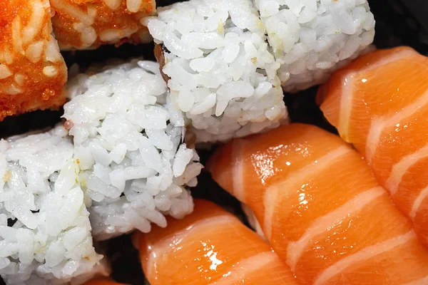 Concepto Comida Japonesa Sushi Surtido Llevar Box —  Fotos de Stock