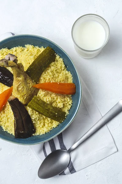 Traditional Homemade Couscous Chicken Vegetables Arabic Food Moroccan Food Ramadan — Stock Photo, Image