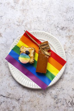 Lgbt Flag tatlı kekleriyle gurur kutlaması. Kavram