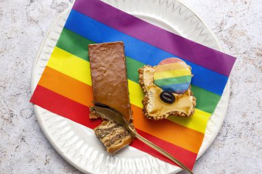 Lgbt Flag tatlı kekleriyle gurur kutlaması. Kavram