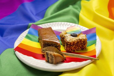 Lgbt Flag tatlı kekleriyle gurur kutlaması. Kavram