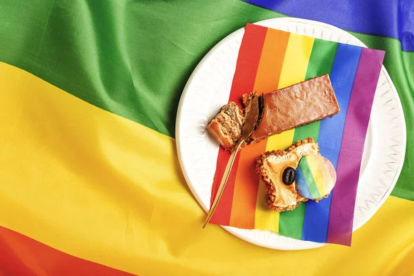 Pride Celebration Lgbt Flag Sweet Cakes Koncept — Stock fotografie
