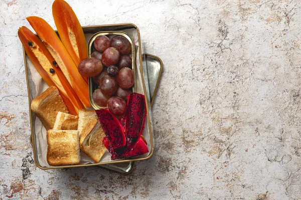 Vegan Boxed Food Take Away Healthy Food Concept Flat Lay — Stock Photo, Image
