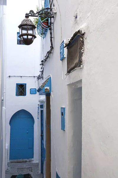 Arabská Architektura Staré Medině Ulice Dveře Okna Detaily Tangier Maroko — Stock fotografie