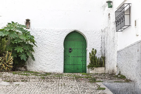 Arabische Architectuur Oude Medina Straten Deuren Ramen Details Tanger Marokko — Stockfoto