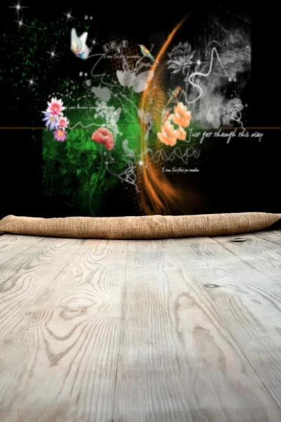 木桌和背景 — 图库照片