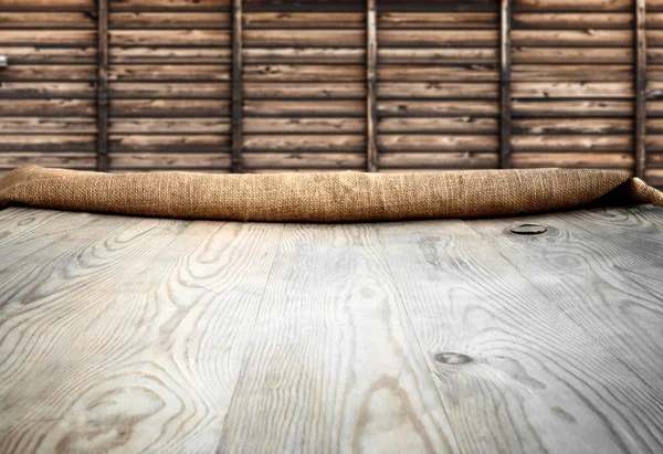 Wooden table with background — Stock Photo, Image