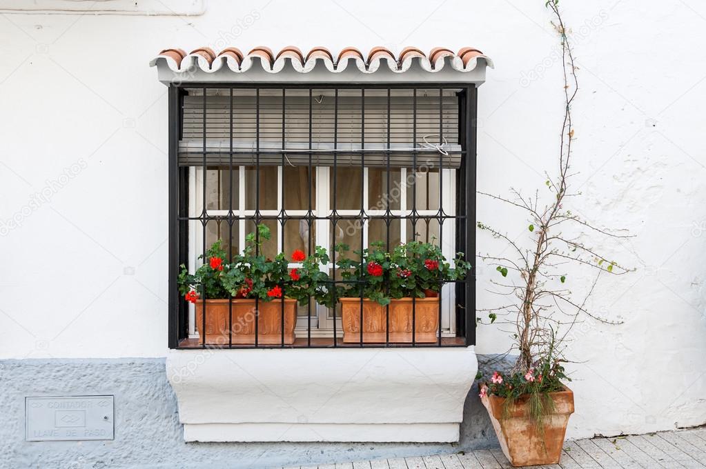 Villages of Andalucia with flowers in the streets