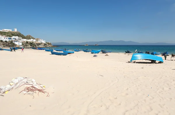 Paisaje con playa de arena de Tánger, Marruecos, África — Foto de Stock