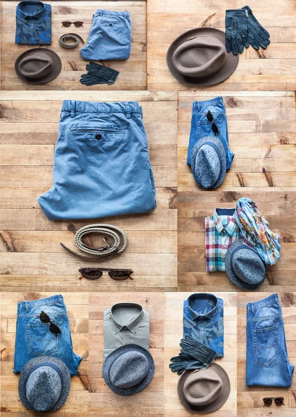 Collage of Set of various clothes and accessories for men — Stock Photo, Image